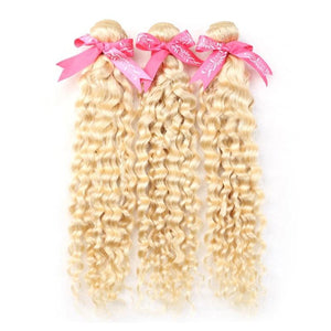 Blonde Bundles Brazilian Curly Weave Human Hair